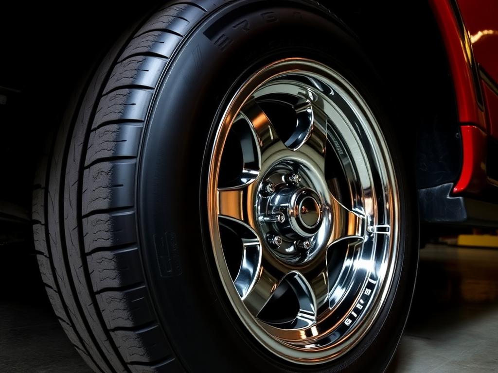 Detailed wheel and tire with a clean shine